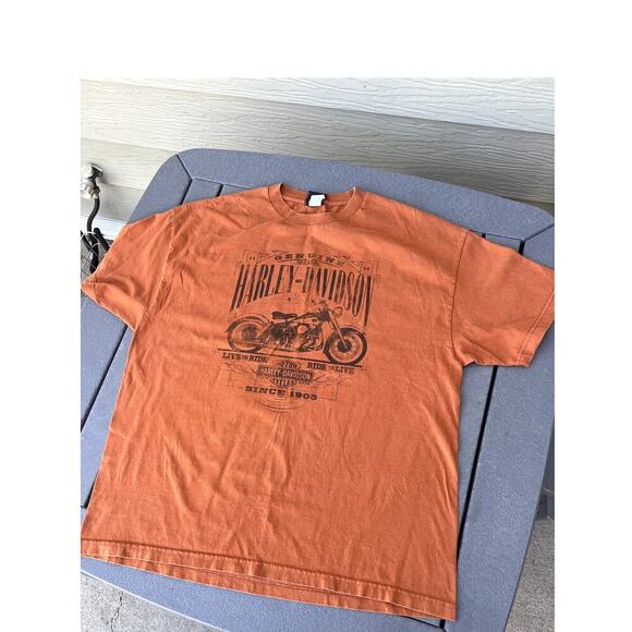 Harley Davidson clay colored crewneck, short sleeve T-shirt, men's size 2X-large - Picture 1 of 6